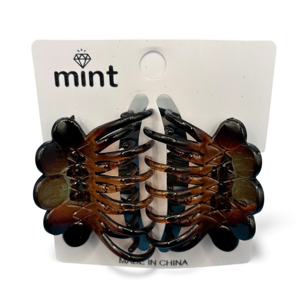Tortoiseshell Octopus Hair Claw Clips Brown Amber 2 Pack